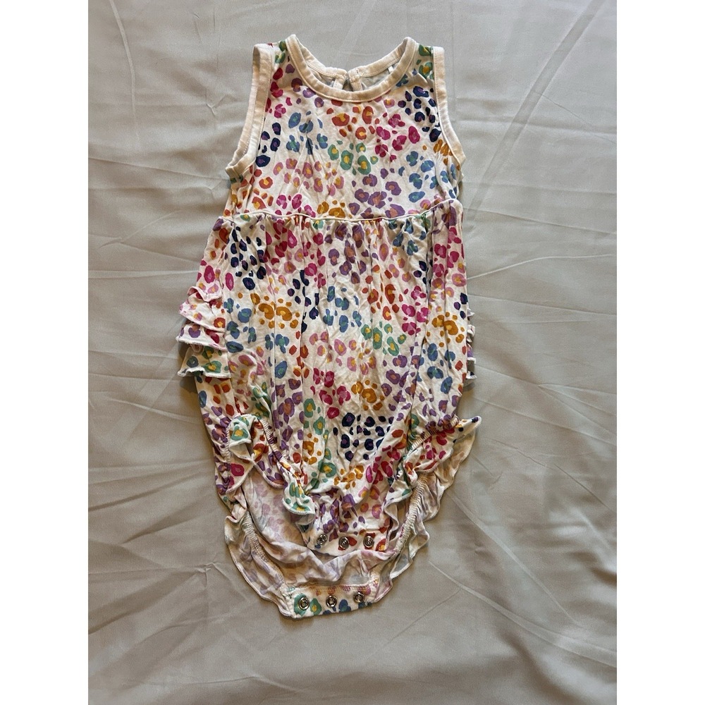 Play By Little Sleepies 12-18 Months Romper Baby Girl Ruffle Cheetah Print